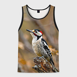 Мужская майка без рукавов Дятел в лесу