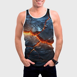 Майка-безрукавка мужская Черная треснутая плита - текстура, цвет: 3D-белый — фото 2