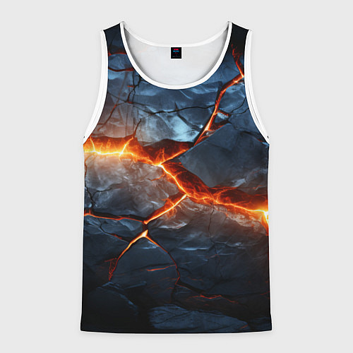 Мужская майка без рукавов Черная треснутая плита - текстура / 3D-Белый – фото 1
