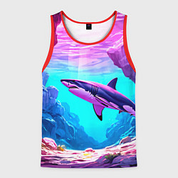 Мужская майка без рукавов Акула в розовом сиянии