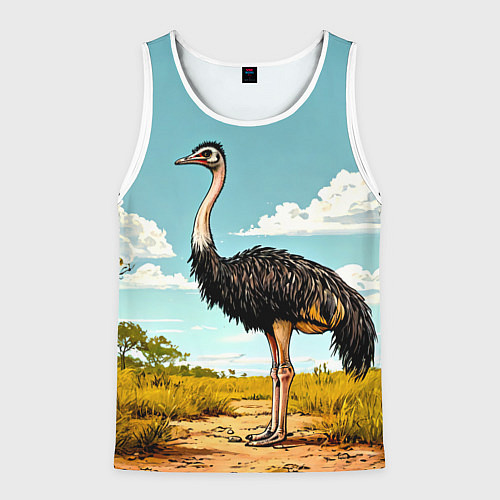Мужская майка без рукавов Страус в природе / 3D-Белый – фото 1