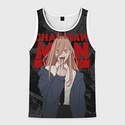 Майка-безрукавка мужская Chainsaw man - Power fuck, цвет: 3D-белый