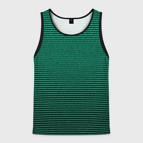 Мужская майка без рукавов Зелёный текстурированный в чёрную полоску / 3D-Черный – фото 1