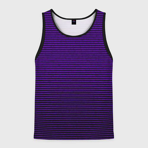 Мужская майка без рукавов Фиолетовый текстурированный в чёрную полоску / 3D-Черный – фото 1