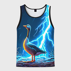 Мужская майка без рукавов Гусь и разряд молнии
