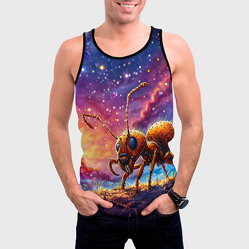 Мужская майка без рукавов Муравей в космосе / 3D-Черный – фото 3