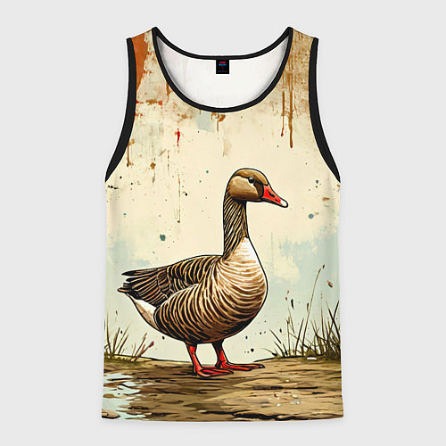 Мужская майка без рукавов Гусь / 3D-Черный – фото 1