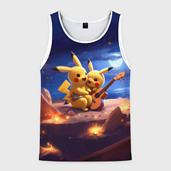 Мужская майка без рукавов Пикачу с гитарой