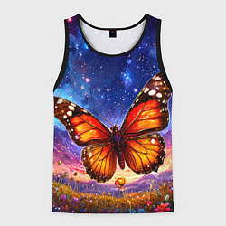 Майка-безрукавка мужская Бабочка в космосе, цвет: 3D-черный