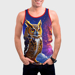 Майка-безрукавка мужская Сова в космосе, цвет: 3D-красный — фото 2