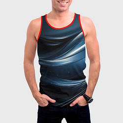 Майка-безрукавка мужская Геометрическая синяя текстура, цвет: 3D-красный — фото 2