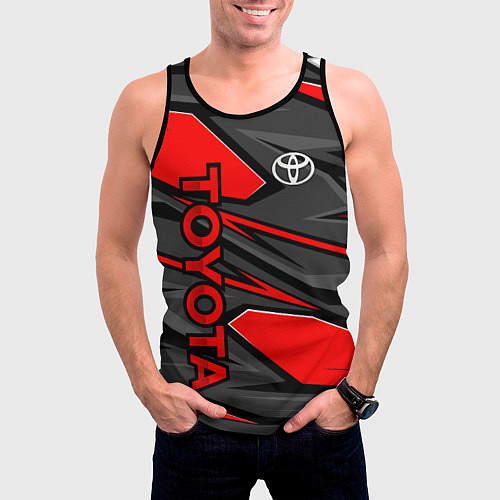 Мужская майка без рукавов Toyota - красная абстракция / 3D-Черный – фото 3