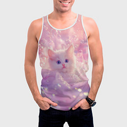 Майка-безрукавка мужская Котенок в пузырях, цвет: 3D-белый — фото 2