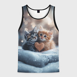 Мужская майка без рукавов Влюбленные котята с сердечком