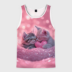 Мужская майка без рукавов Влюбленные котята в розовых блестках