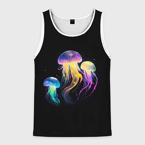 Мужская майка без рукавов Танец трёх медуз / 3D-Белый – фото 1