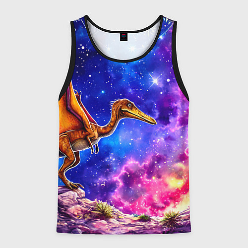 Мужская майка без рукавов Птерозавр и звездное небо / 3D-Черный – фото 1