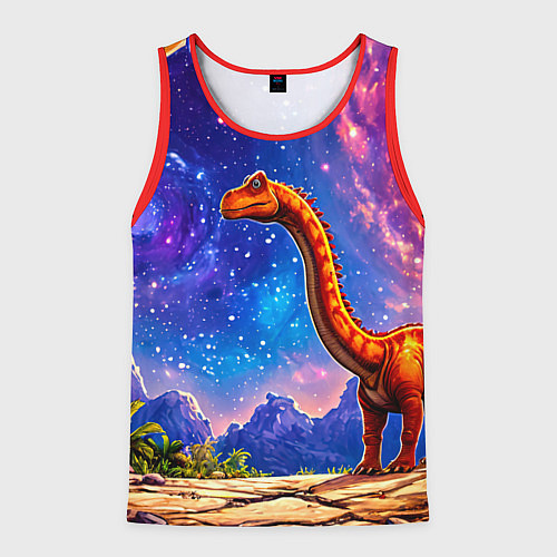 Мужская майка без рукавов Диплодок звездной ночью / 3D-Красный – фото 1
