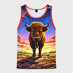 Мужская майка без рукавов Буйвол в звездной ночи