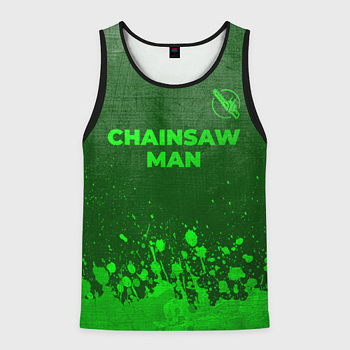 Мужская майка без рукавов Chainsaw Man - green gradient посередине / 3D-Черный – фото 1