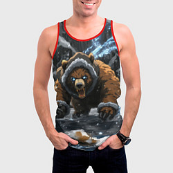 Майка-безрукавка мужская Злой русский медведь, цвет: 3D-красный — фото 2