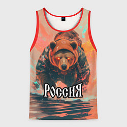 Мужская майка без рукавов Россия - медведь