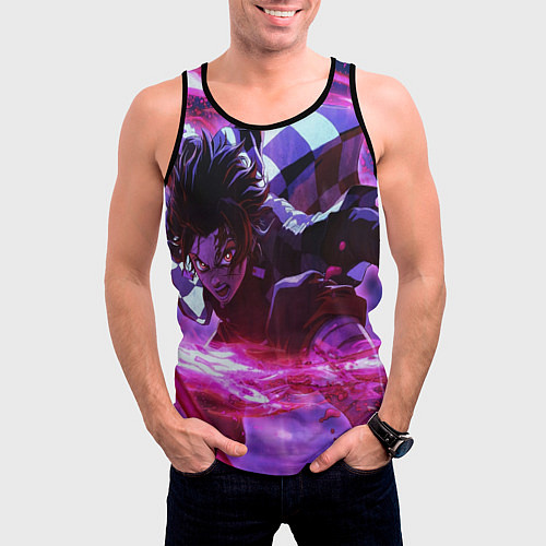 Мужская майка без рукавов Клинок рассекающий демонов - аниме / 3D-Черный – фото 3
