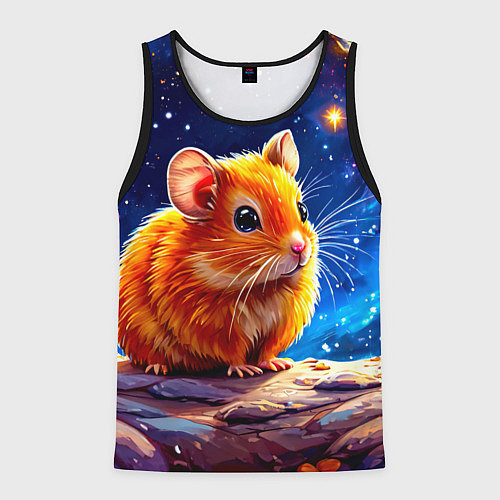 Мужская майка без рукавов Хомяк и космическое небо / 3D-Черный – фото 1