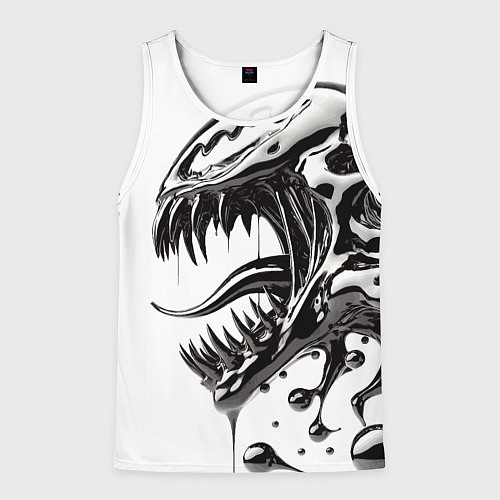 Мужская майка без рукавов Свирепая морда Венома - ядовитая слизь / 3D-Белый – фото 1