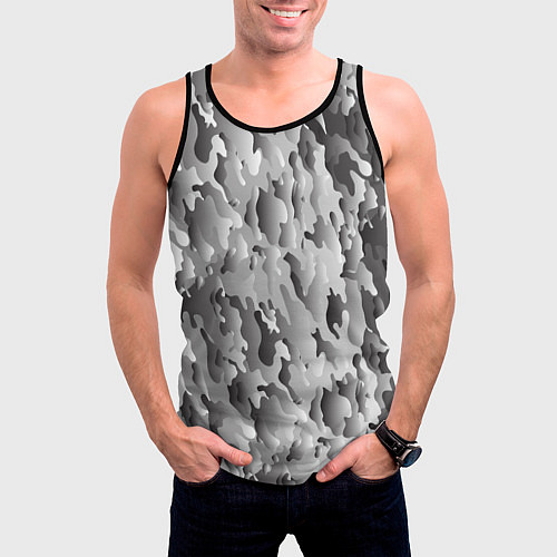 Мужская майка без рукавов Монохромный камуфляж / 3D-Черный – фото 3