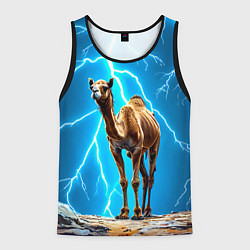 Майка-безрукавка мужская Верблюд и удар молнии, цвет: 3D-черный