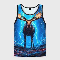 Мужская майка без рукавов Лось и молния