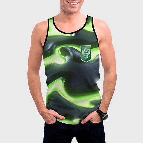 Мужская майка без рукавов Зеленый неоновый камуфляж / 3D-Черный – фото 3
