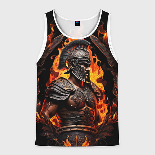 Мужская майка без рукавов Гладиатор пламени огня / 3D-Белый – фото 1