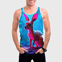 Майка-безрукавка мужская Кенгуру в синем лесу, цвет: 3D-белый — фото 2