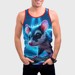Майка-безрукавка мужская Опоссум в синей туманности, цвет: 3D-красный — фото 2