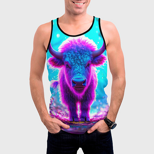Мужская майка без рукавов Белый буйвол / 3D-Черный – фото 3