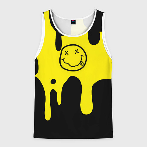 Мужская майка без рукавов Нирвана потёки краски / 3D-Белый – фото 1