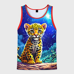 Мужская майка без рукавов Ягуар в звездную ночь