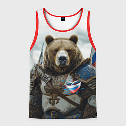 Мужская майка без рукавов Медведь с флагами России