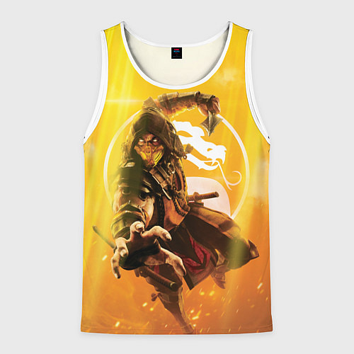 Мужская майка без рукавов Скорпион - Mortal Kombat / 3D-Белый – фото 1