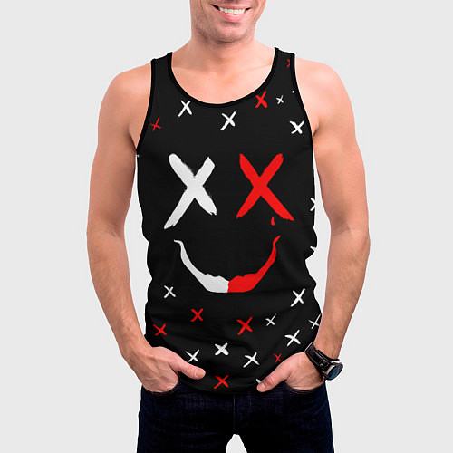 Мужская майка без рукавов Smile face / 3D-Черный – фото 3