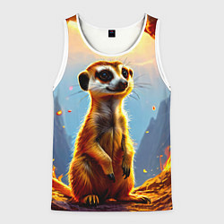 Мужская майка без рукавов Сурикат в огне
