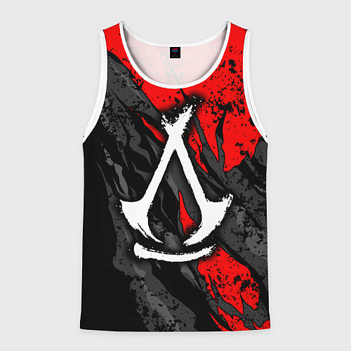 Мужская майка без рукавов Assassins creed: shadows - белый логотип / 3D-Белый – фото 1
