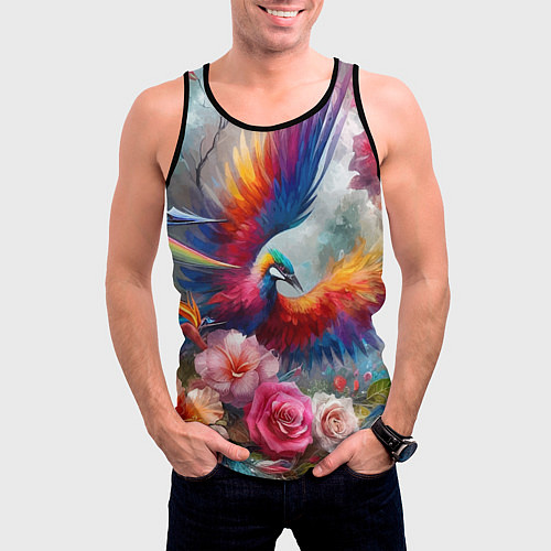 Мужская майка без рукавов Тропическая птица / 3D-Черный – фото 3