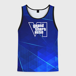 Майка-безрукавка мужская GTA6 blue poly, цвет: 3D-черный