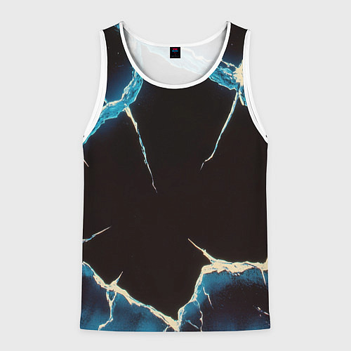 Мужская майка без рукавов Разлом черного абстрактного стекла / 3D-Белый – фото 1