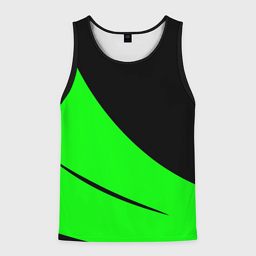 Мужская майка без рукавов Чёрный с зелёным двуцветный / 3D-Черный – фото 1