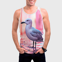 Майка-безрукавка мужская Чайка на розовом, цвет: 3D-белый — фото 2