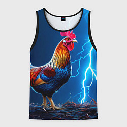 Мужская майка без рукавов Петух и молния